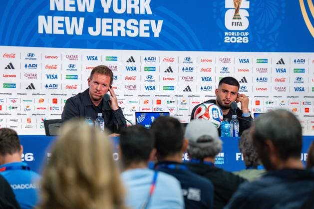 FIFA Fussball Weltmeisterschaft 2026, Gruppe E, Spiel 3, Ecuador vs Deutschand, 24.06.2026, Metlife-Stadion in New Jersey Pressekonferenz vor dem Spiel mit Julian Nagelsmann (Deutschland) und Deniz Undav (Deutschland) *** 2026 FIFA World Cup, Group E, Match 3, Ecuador vs. Germany, June 24, 2026, MetLife Stadium in New Jersey. Pre-match press conference with Julian Nagelsmann (Germany) and Deniz Undav (Germany) Copyright: xBahhoxKarax