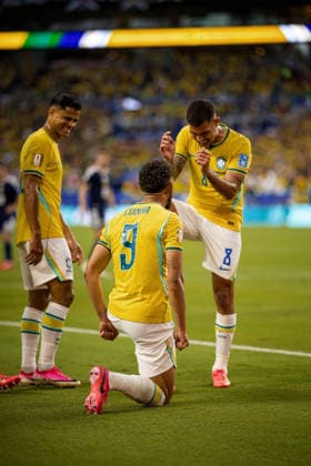 Scotland vs. Brazil MIAMI, FL - 24.06.2026: SCOTLAND VS. BRAZIL - Matheus Cunha of Brazil celebrates after scoring a goal during the match between Scotland and Brazil in the third round of the group stage of the 2026 World Cup, held at Hard Rock Stadium in Miami, United States. (Photo: Marcelo Machado de Melo Fotoarena) x2969658x  MarceloxMachadoxdexMelo