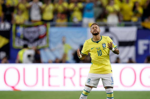 Brazil s Neymar reacts during a 2026 FIFA World Cup, WM, Weltmeisterschaft, Fussball Group C match between Scotland and Brazil at Hard Rock Stadium in Miami, United States, 24 June 2026. FIFA World Cup 2026 - Group C - Scotland vs. Brazil !ACHTUNG: NUR REDAKTIONELLE NUTZUNG!  Copyright: xAlbertoxEstevezx AMDEP7271 20260625-55020700063_1