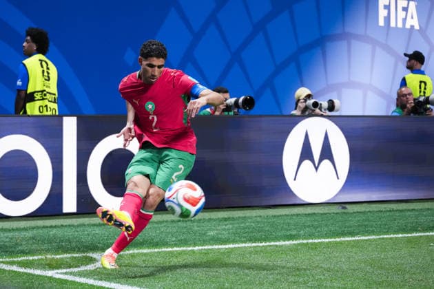 Achraf Hakimi of Morocco passes the ball during a FIFA Men’s World Cup 2026 Group Stage football match between Morocco and Haiti at Atlanta Stadium, in Atlanta June 24th 2026 (Photo by Alexandra Fechete SPP)  Copyright: xAlexandraxFechete SPPx Sportspressphoto_SPR175976