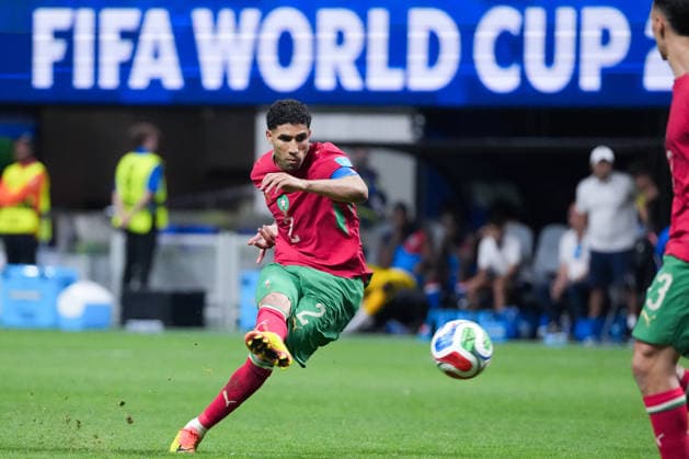 Achraf Hakimi of Morocco shoots for goal during a FIFA Men’s World Cup 2026 Group Stage football match between Morocco and Haiti at Atlanta Stadium, in Atlanta June 24th 2026 (Photo by Alexandra Fechete SPP)  Copyright: xAlexandraxFechete SPPx Sportspressphoto_SPR176019