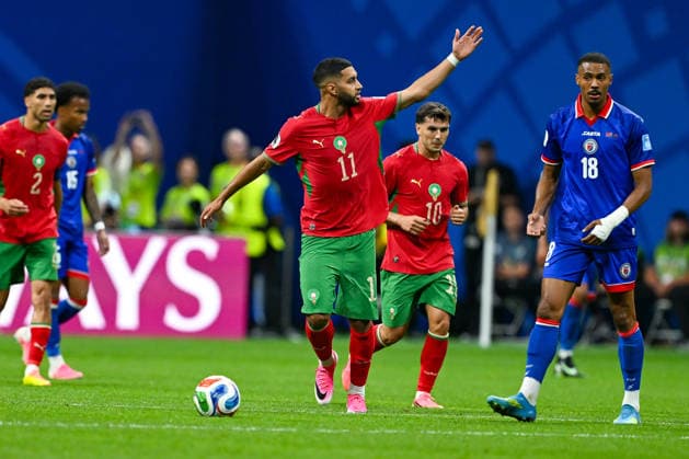 ATLANTA, GA - JUNE 24: Ismael Saibari 11 of Morocco celebrates his first-half goal during the FIFA World Cup, WM, Weltmeisterschaft, Fussball 2026 Group C match between Morocco and Haiti on June 24th, 2026 at Atlanta Stadium in Atlanta, GA. (Photo by Rich von Biberstein Icon Sportswire) SOCCER: JUN 24 FIFA World Cup 26 Group C - Morocco vs Haiti EDITORIAL USE ONLY Icon260624045