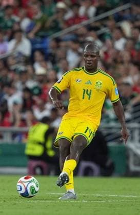 South Africa v South Korea - FIFA World Cup, WM, Weltmeisterschaft, Fussball 2026 - Group A MONTERREY, MEXICO - JUNE 24: Mbekezeli Mbokazi (14) of South Africa in action during the 2026 FIFA World Cup First Stage Group A match between South Africa and South Korea at Estadio BBVA (Monterrey Stadium) in Monterrey, Mexico on June 24, 2026. Juancho Torres Anadolu Nuevo Leon Mexico. Editorial use only. Please get in touch for any other usage.  Copyright: x2026xAnadoluxJuanchoxTorresx