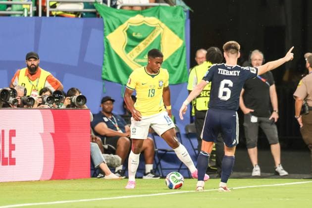 RECORD DATE NOT STATED FIFA World Cup, WM, Weltmeisterschaft, Fussball 2026 - Group C - Scotland v Brazil Endrick player of Brazil during the match between Scotland and Brazil in the third round of Group C of the 2026 FIFA World Cup group stage at Miami Stadium, in Florida, United States, on Wednesday, June 24, 2026.(Foto: Vanessa Carvalho Brazil Photo Press IMAGO) Sports Copyright: xVanessaxCarvalhox