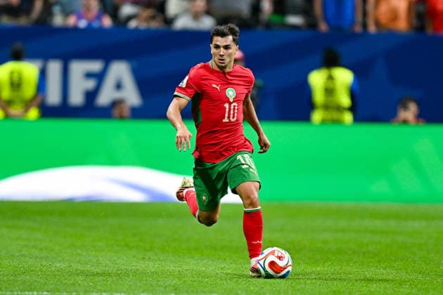 ATLANTA, GA - JUNE 24: Brahim Diaz 10 of Morocco dribbles during the FIFA World Cup, WM, Weltmeisterschaft, Fussball 2026 Group C match between Morocco and Haiti on June 24th, 2026 at Atlanta Stadium in Atlanta, GA. (Photo by Rich von Biberstein Icon Sportswire) SOCCER: JUN 24 FIFA World Cup 26 Group C - Morocco vs Haiti EDITORIAL USE ONLY Icon260624058