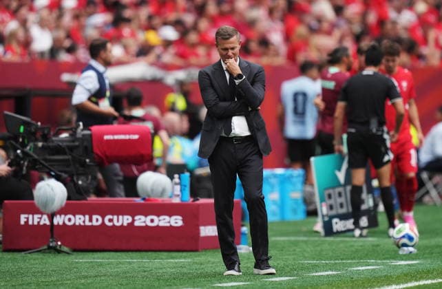 June 24, 2026, Vancouver, Bc, CANADA: Canada manager Jesse Marsch reacts on the sideline during the second half of a World Cup Group B soccer match against Switzerland, in Vancouver, on Wednesday, June 24, 2026. Canada News - June 24, 2026  - ZUMAc35_ 20260624_zaf_c35_245 Copyright: xDarrylxDyckx