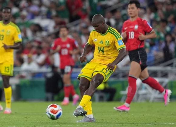 South Africa v South Korea - FIFA World Cup, WM, Weltmeisterschaft, Fussball 2026 - Group A MONTERREY, MEXICO - JUNE 24: Mbekezeli Mbokazi (14) South Africa in action during the 2026 FIFA World Cup First Stage Group A match between South Africa and South Korea at Estadio BBVA (Monterrey Stadium) in Monterrey, Mexico on June 24, 2026. Juancho Torres Anadolu Nuevo Leon Mexico. Editorial use only. Please get in touch for any other usage.  Copyright: x2026xAnadoluxJuanchoxTorresx