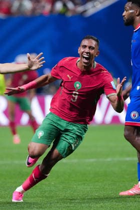 Soufiane Rahimi of Morocco celebrates the team s fourth goal during a FIFA Men’s World Cup 2026 Group Stage football match between Morocco and Haiti at Atlanta Stadium, in Atlanta June 24th 2026 (Photo by Alexandra Fechete SPP)  Copyright: xAlexandraxFechete SPPx Sportspressphoto_SPR176041