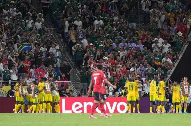 South Africa v South Korea - FIFA World Cup, WM, Weltmeisterschaft, Fussball 2026 - Group A MONTERREY, MEXICO - JUNE 24: Players of South Africa celebrate after Thapelo Maseko (12) scored a goal during the 2026 FIFA World Cup First Stage Group A match between South Africa and South Korea at Estadio BBVA (Monterrey Stadium) in Monterrey, Mexico on June 24, 2026. Juancho Torres Anadolu Nuevo Leon Mexico. Editorial use only. Please get in touch for any other usage.  Copyright: x2026xAnadoluxJuanchoxTorresx