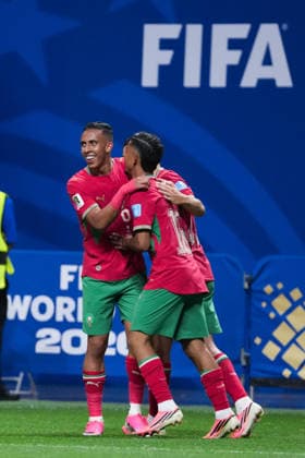 Soufiane Rahimi of Morocco (L) and Gessime Yassine of Morocco (R) celebrate the team s fourth goal during a FIFA Men’s World Cup 2026 Group Stage football match between Morocco and Haiti at Atlanta Stadium, in Atlanta June 24th 2026 (Photo by Alexandra Fechete SPP)  Copyright: xAlexandraxFechete SPPx Sportspressphoto_SPR176058