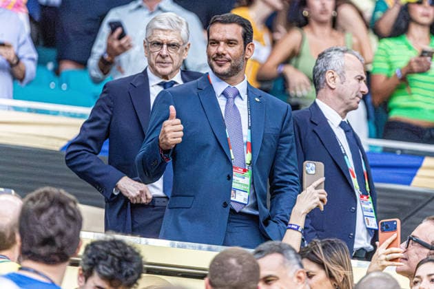 Scotland vs. Brazil MIAMI, FL - 24.06.2026: SCOTLAND VS. BRAZIL - The president of the Brazilian Football Confederation (CBF), Samir Xaud, is watching the match between Brazil and Scotland, valid for the group stage of the 2026 FIFA World Cup, WM, Weltmeisterschaft, Fussball held at Hard Rock Stadium, in Miami Gardens, Florida, United States, this Wednesday (24). (Photo: Danilo Fernandes Fotoarena) x2969751x  DaniloxFernandes