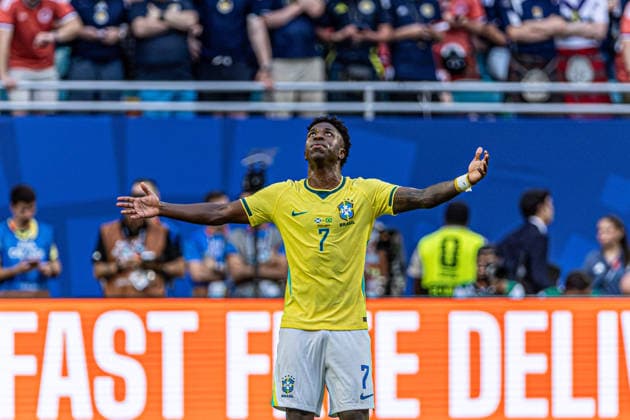 Scotland vs. Brazil MIAMI, FL - 24.06.2026: SCOTLAND VS. BRAZIL - Vinicius Jr during the match between Brazil and Scotland, valid for the group stage of the 2026 FIFA World Cup, WM, Weltmeisterschaft, Fussball held at Hard Rock Stadium, in Miami Gardens, Florida, United States, this Wednesday (24). (Photo: Danilo Fernandes Fotoarena) x2969756x  DaniloxFernandes