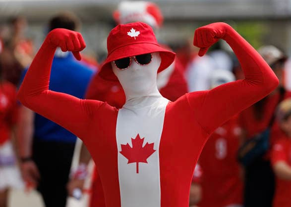 June 24, 2026, Vancouver, British Columbia, Canada: A Canadian fan is seen entering the stadium before the FIFA World Cup, WM, Weltmeisterschaft, Fussball 2026 Group B match against Switzerland at BC Place Vancouver. Vancouver Canada - ZUMAc132 20260624_fap_c132_031 Copyright: xAndrewxChinx
