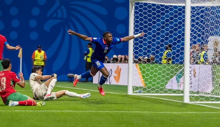 June 24, 2026, Atlanta, Georgia, USA: Haiti forward Lenny Joseph (16) celebrates after scoring a goal against Morocco during their World Cup: First Stage Group C match at Atlanta Stadium in ATLANTA, Georgia. Morocco wins the match, 4:2. World Cup: First Stage Group C: Morocco Vs Haiti: Lenny Joseph  - ZUMAa161 20260624_aaa_a161_040 Copyright: xWalterxArcex xGMGx