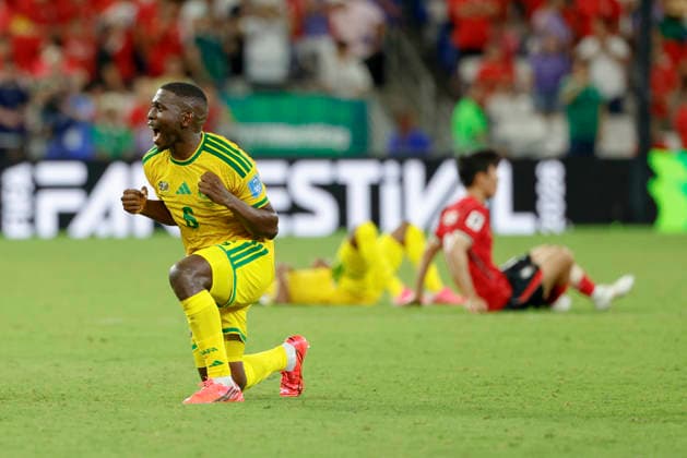 June 24, 2026, Guadalupe, Nuevo Leon, Mexico: A. Modiba of South Africa celebrates advancing to the Round of 32 against Korea Republic, during the match between South Africa and Korea Republic for the 3rd round of the group A of the FIFA World Cup, WM, Weltmeisterschaft, Fussball 2026, at Monterrey Stadium. FIFA World Cup 2026: South Africa Vs Korea Republic  - ZUMAo125 20260624_zip_o125_024 Copyright: xAntonioxOjedax