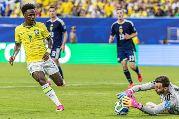 Scotland vs. Brazil MIAMI, FL - 24.06.2026: SCOTLAND VS. BRAZIL - Vinicius Jr during the match between Brazil and Scotland, valid for the group stage of the 2026 FIFA World Cup, WM, Weltmeisterschaft, Fussball held at Hard Rock Stadium, in Miami Gardens, Florida, United States, this Wednesday (24). (Photo: Danilo Fernandes Fotoarena) x2969847x  DaniloxFernandes