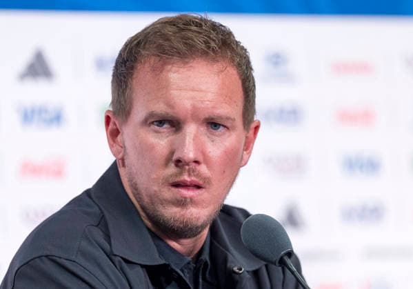 FIFA World Cup, WM, Weltmeisterschaft, Fussball 2026: Julian Nagelsmann (Germany, Coach) bei der Pressekonferenz vor dem dritten WM-Gruppenspiel Ecuador - Deutschland in New York New Jersey Stadium in East Rutherford, New Jersey, USA. 24.06.2026 *** 2026 FIFA World Cup: Julian Nagelsmann, Germany s coach, at the press conference ahead of the third World Cup group stage match between Ecuador and Germany at New Jersey Stadium in East Rutherford, New Jersey, USA, June 24, 2026 Copyright: HMBxMedia xMarcoxBader