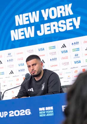 FIFA World Cup, WM, Weltmeisterschaft, Fussball 2026: Deniz Undav (Germany, 26) bei der Pressekonferenz vor dem dritten WM-Gruppenspiel Ecuador - Deutschland in New York New Jersey Stadium in East Rutherford, New Jersey, USA. 24.06.2026 *** 2026 FIFA World Cup: Deniz Undav of Germany, age 26, at the press conference ahead of the third World Cup group stage match between Ecuador and Germany at New Jersey Stadium in East Rutherford, New Jersey, USA, on June 24, 2026 Copyright: HMBxMedia xMarcoxBader