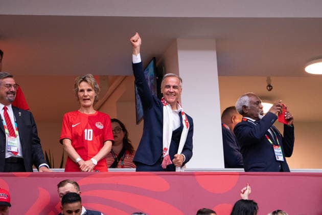 VANCOUVER, CANADA - JUNE 24: Prime Minister of Canada Mark Carney shares his support before the FIFA World Cup, WM, Weltmeisterschaft, Fussball 2026 group stage match between Canada and Switzerland at BC Place Vancouver Stadium on June 24, 2026 in Vancouver, British Columbia, Canada.  Copyright: xAmyxElle SPPx Sportspressphoto_SPR176175