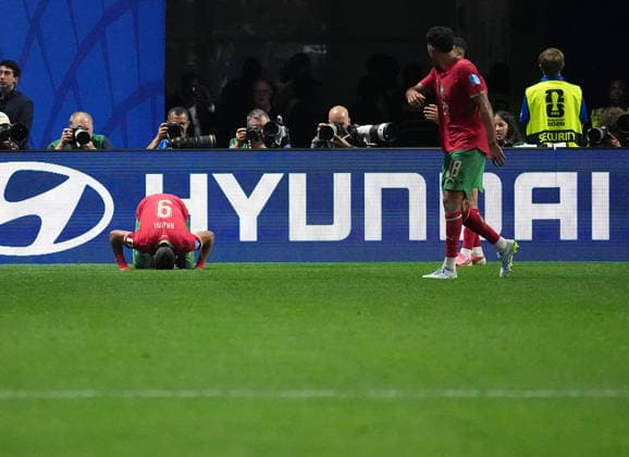 (260625) -- ATLANTA, June 25, 2026 -- Soufiane Rahimi (L) of Morocco celebrates his goal during the group C match between Morocco and Haiti at the 2026 FIFA World Cup, WM, Weltmeisterschaft, Fussball at Atlanta Stadium in Atlanta, the United States, June 24, 2026. ) (SP)U.S.-ATLANTA-FOOTBALL-FIFA WORLD CUP-GROUP C-MAR VS HTI JuxHuanzong 