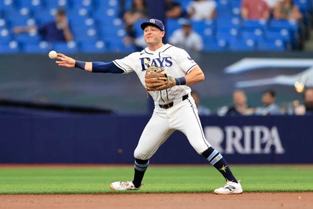 June 24, 2026, St. Petersburg, Florida, USA: Tampa Bay Rays second baseman Ben Williamson (15) fields a ball off the bat of Kansas City Royals center fielder Kameron Misner (26) and throws to second base for the out on left fielder Isaac Collins (1) during an MLB, Baseball Herren, USA game on June 24, 2026 at Tropicana Field. The Rays beat the Royals 5-3. St. Petersburg USA - ZUMAh180 20260624_zsp_h180_015 Copyright: xKimxHukarix