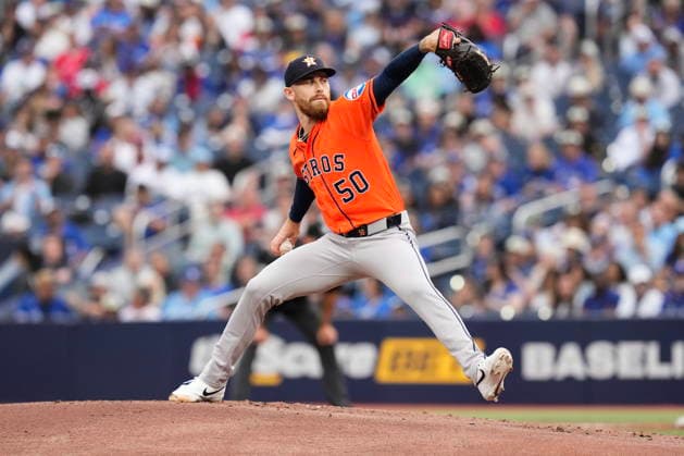 June 24, 2026, Toronto, On, CAN: Houston Astros pitcher Mike Burrows (50) works against the Toronto Blue Jays during first inning MLB, Baseball Herren, USA baseball action in Toronto on Wednesday, June 24, 2026. Canada News - June 24, 2026  - ZUMAc35_ 20260624_zaf_c35_307 Copyright: xChrisxYoungx