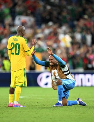 (260625) -- MONTERREY, June 25, 2026 -- Players of South Africa celebrate after a group A match between South Africa and South Korea at the 2026 FIFA World Cup, WM, Weltmeisterschaft, Fussball at Estadio Monterrey in Monterrey, Mexico, on June 24, 2026. ) (SP)MEXICO-MONTERREY-FOOTBALL-FIFA WORLD CUP-GROUP A-RSA VS KOR WuxWei 