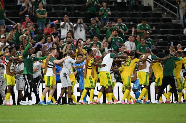 (260625) -- MONTERREY, June 25, 2026 -- Players of South Africa celebrate victory after a group A match between South Africa and South Korea at the 2026 FIFA World Cup, WM, Weltmeisterschaft, Fussball at Estadio Monterrey in Monterrey, Mexico, on June 24, 2026. ) (SP)MEXICO-MONTERREY-FOOTBALL-FIFA WORLD CUP-GROUP A-RSA VS KOR WuxWei 