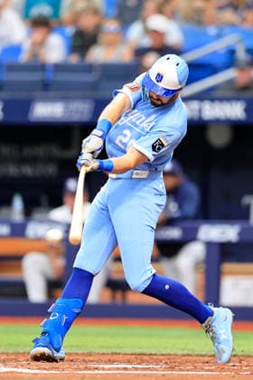 June 24, 2026, St. Petersburg, Florida, USA: Kansas City Royals center fielder Kameron Misner (26) grounds into a force out during an MLB, Baseball Herren, USA game against the Tampa Bay Rays on June 24, 2026 at Tropicana Field. The Rays beat the Royals 5-3. MLB 2026: Tampa Bay Rays 5 : 3 Kansas City Royals  - ZUMAh180 20260624_zsp_h180_040 Copyright: xKimxHukarix