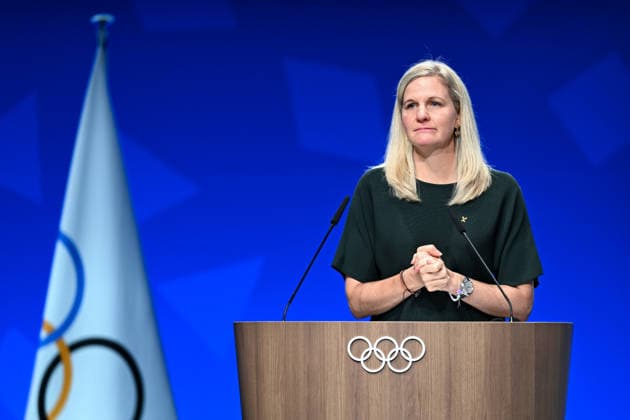 (260625) -- LAUSANNE, June 25, 2026 -- IOC President Kirsty Coventry speaks during the 146th International Olympic Committee (IOC) Session in Lausanne, Switzerland, June 24, 2026. ) (SP)SWITZERLAND-LAUSANNE-146TH IOC SESSION LianxYi 