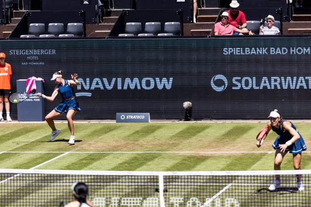 BAD HOMBURG, GERMANY - JUNE 25: Tereza Mihalikova (SVK) Olivia Nicholls (GBR) during the Bad Homburg Open powered by Solarwatt Doubles match between Alexandra Eala (PHI) Venus Williams (USA) vs Tereza Mihalikova (SVK) Olivia Nicholls (GBR) at Kurpark Bad Homburg on June 25, 2026 in Bad Homburg, Germany. Hessen Germany Copyright: xSteffiexWunderlx