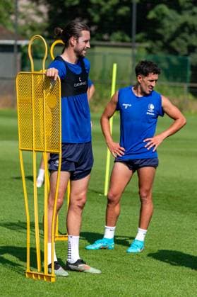Gent s new player Christian Burgess and Gent s Abdelkahar Kadri pictured during a training session of Belgian first division soccer team KAA Gent, on Thursday 25 June 2026 in Gent, in preparation of the upcoming 2026-2027 Belgian first division soccer season. KURTxDESPLENTER  x179232040x