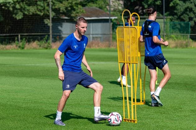 Gent s Wout Asselman pictured in action during a training session of Belgian first division soccer team KAA Gent, on Thursday 25 June 2026 in Gent, in preparation of the upcoming 2026-2027 Belgian first division soccer season. KURTxDESPLENTER  x179232046x