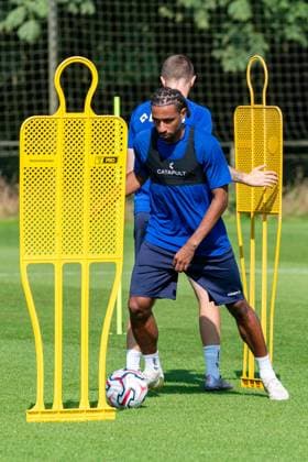 Gent s Momodou Lamin Sonko pictured in action during a training session of Belgian first division soccer team KAA Gent, on Thursday 25 June 2026 in Gent, in preparation of the upcoming 2026-2027 Belgian first division soccer season. KURTxDESPLENTER  x179232387x