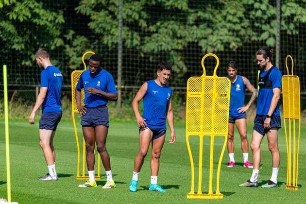 Gent s players pictured during a training session of Belgian first division soccer team KAA Gent, on Thursday 25 June 2026 in Gent, in preparation of the upcoming 2026-2027 Belgian first division soccer season. KURTxDESPLENTER  x179232422x