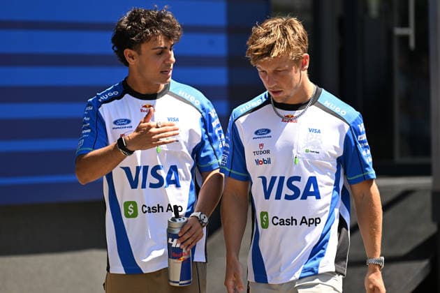 25.06.2026, xsvx, Motorsport FIA Formel 1, Grand Prix von Österreich v.l. Arvid Lindblad (Racing Bulls) Startnummer 41 und Liam Lawson (Racing Bulls) Startnummer 30 (FIA REGULATIONS PROHIBIT ANY USE OF PHOTOGRAPHS as IMAGE SEQUENCES and or QUASI-VIDEO) Zeltweg-Spielberg *** June 25, 2026, xsvx, Motorsport FIA Formula 1, Austrian Grand Prix: Arvid Lindblad Racing Bulls, car No. 41, and Liam Lawson Racing Bulls, car No. 30. FIA REGULATIONS PROHIBIT ANY USE OF PHOTOGRAPHS AS IMAGE SEQUENCES AND OR QUASI-VIDEO. Zeltweg, Spielberg