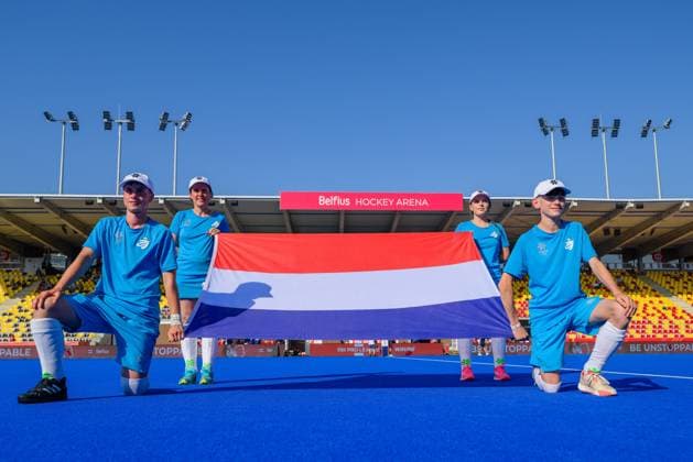 WAVER, 24-06-2026, Belfius Hockey Arena, FIH Hockey Pro League Women, Season 2025-2026. Flag of The Netherlands during the line-up of the game Australia - Netherlands (women). Australia - Netherlands (women)  x204638570x Copyright: