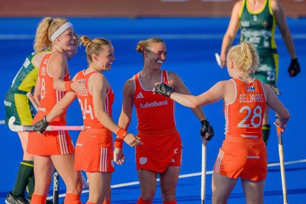 WAVER, 24-06-2026, Belfius Hockey Arena, FIH Hockey Pro League Women, Season 2025-2026. Lisa Post scores and celebrates during the game Australia - Netherlands (women). Australia - Netherlands (women)  x204638795x Copyright: