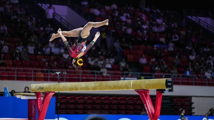 (260625) -- ZUNYI, June 25, 2026 -- Qiu Qiyuan of China competes in balance beam during senior women s team & all-around finals at the 13th Senior & 19th Junior Women s Artistic Gymnastics Asian Championships in Zunyi, southwest China s Guizhou Province, June 25, 2026. ) (SP)CHINA-ZUNYI-ARTISTIC GYMNASTICS-ASIAN CHAMPIONSHIPS(CN) TaoxLiang 