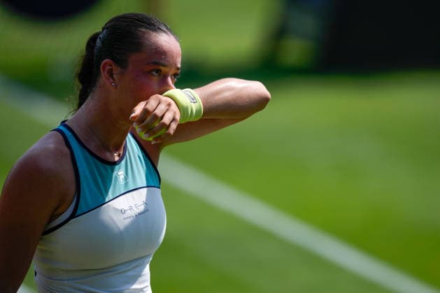 Lexus Eastbourne Open - Day Four Tereza Valentova of the Czech Republic competes during her quarterfinal match against Tatjana Maria of Germany at the 2026 Lexus Eastbourne Open Women s tennis tournament at the Devonshire Park Lawn Tennis Club in Eastbourne, England, on June 25, 2026. Eastbourne United Kingdom  Copyright: xOwenxHammondx originalFilename:hammond-2026lexu260625_npq5T.jpg