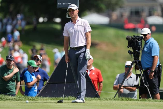 CROMWELL, CT - JUNE 25: Justin Thomas of the United States hits the ball on the second tee during the first round of the Travelers Championship 2026 at TPC River Highlands on June 25, 2026 in Cromwell, Connecticut. (Photo by Andrew Mordzynski Icon Sportswire) GOLF: JUN 25 PGA, Golf Herren Travelers Championship EDITORIAL USE ONLY Icon2606258012836