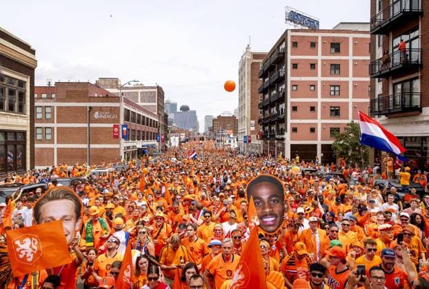 Football, 2026 FIFA World Cup, Tunisia v Netherlands, Netherlands supporters’ march in Kansas City