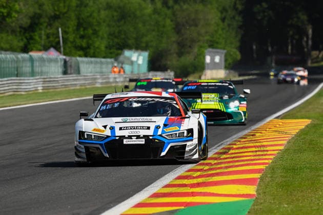 AUTOMOBILE : 24 Heures de SPA Francorchamps - 25 06 2026 25 Sainteloc Racing (FRA) Audi R8 LMS GT3 EVO II (SILVER) driven by Ezequiel PEREZ COMPANC (ARG) Etienne CHELI (FRA) Ivan KLYMENKO (UKR), during the CrowdStrike 24 Hours of SPA, 4th round of the GT World Challenge Europe Championship (SRO) on the SPA Francorchamps circuit in Belgium The 25th June 2026. SPA-FRANCORCHAMPSBelgium  Copyright: xMPSxAGENCYx