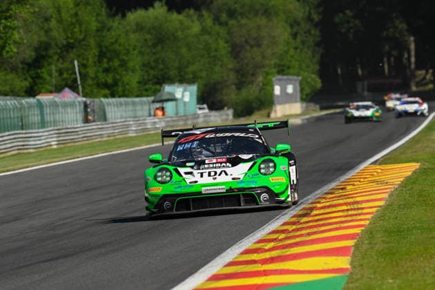AUTOMOBILE : 24 Heures de SPA Francorchamps - 25 06 2026 54 Dinamic GT (ITA) Porsche 911 GT3 R EVO (SILVER) driven by Tanart SATHIENTHIRAKUL (TLD) Francesco SIMONAZZI (ITA) Angus WHITESIDE (GBR) Loris CABIROU (FRA), during the CrowdStrike 24 Hours of SPA, 4th round of the GT World Challenge Europe Championship (SRO) on the SPA Francorchamps circuit in Belgium The 25th June 2026. SPA-FRANCORCHAMPSBelgium  Copyright: xMPSxAGENCYx