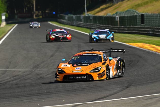 AUTOMOBILE : 24 Heures de SPA Francorchamps - 25 06 2026 4 Optimum Motorsport (GBR) McLaren 720S GT3 EVO (GOLD) driven by Adam SMALLEY (GBR) Freddie TOMLINSON (GBR) Harry GEORGE (GBR) Ruben DEL SARTE (NED), during the CrowdStrike 24 Hours of SPA, 4th round of the GT World Challenge Europe Championship (SRO) on the SPA Francorchamps circuit in Belgium The 25th June 2026. SPA-FRANCORCHAMPSBelgium  Copyright: xMPSxAGENCYx