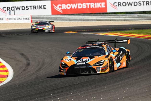 AUTOMOBILE : 24 Heures de SPA Francorchamps - 25 06 2026 58 Garage 59 (GBR) McLaren 720S GT3 EVO (GOLD) driven by Thomas FLEMING (GBR) Louis PRETTE (MON) Benjamin GOETHE (GER), during the CrowdStrike 24 Hours of SPA, 4th round of the GT World Challenge Europe Championship (SRO) on the SPA Francorchamps circuit in Belgium The 25th June 2026. SPA-FRANCORCHAMPSBelgium  Copyright: xMPSxAGENCYx