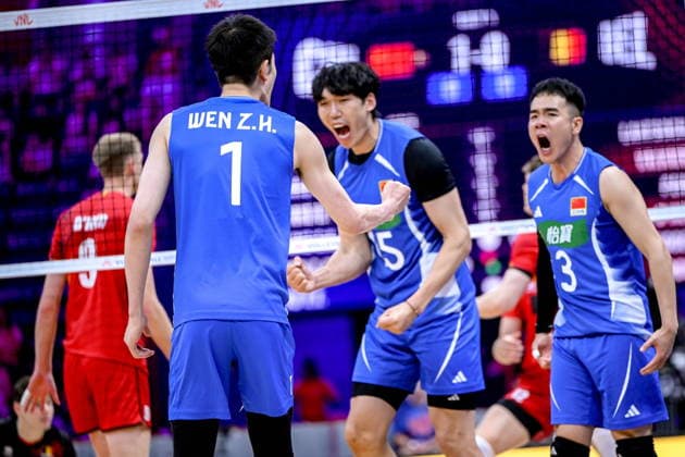 GLIWICE 25.06.2026 MECZ SIATKARSKA LIGA NARODOW 2026 PILKA SIATKOWA --- FIVB VOLLEYBALL NATIONS LEAGUE MATCH: CHINY - BELGIA --- CHINA - BELGIUM N Z REPREZENTACJA CHIN TEAM CHINA ZIHUE WEN SHIKUN PENG HEBIN WANG FOT.PAWEL PIOTROWSKI 400MM.PL NEWSPIX.PL --- newspix.pl 