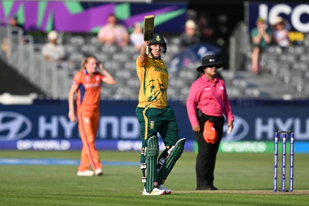 South Africa Women v Netherlands Women, ICC Women s T20 World Cup 50 - Tasmin Brits of South Africa celebrates scoring a half century during the ICC Women s T20 World Cup match between South Africa Women and Netherlands Women at the Seat Unique Stadium, Bristol, UK on 25 June 2026. Bristol Seat Unique Stadium Gloucestershire UK Editorial use only , Copyright: xGrahamxHuntx PSI-24401-0041
