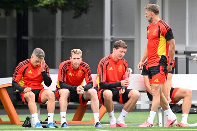 Belgian national football team - FIFA World Cup, WM, Weltmeisterschaft, Fussball 2026 - media activities 25 06 2026 RENTON, UNITED STATES OF AMERICA - JUNE 25 : Trossard Leandro forward of Belgium, De Bruyne Kevin forward of Belgium, Vanaken Hans midfielder of Belgium and Castagne Timothy defender of Belgium pictured during a training session of the Belgian national football team during the FIFA World Cup 2026 on June 25, 2026 in Renton, United States of America, 25 06 2026 Renton United States of America  Copyright: xNicoxVereeckenx