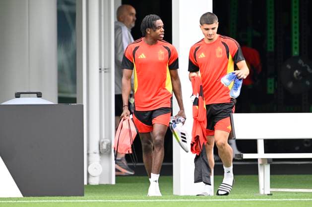 Belgian national football team - FIFA World Cup, WM, Weltmeisterschaft, Fussball 2026 - media activities 25 06 2026 RENTON, UNITED STATES OF AMERICA - JUNE 25 : Ngoy Nathan defender of Belgium and Fernandez-Pardo Matias forward of Belgium pictured during a training session of the Belgian national football team during the FIFA World Cup 2026 on June 25, 2026 in Renton, United States of America, 25 06 2026 Renton United States of America  Copyright: xNicoxVereeckenx